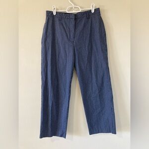 Tommy Hilfiger Women's Navy Blue Cotton Windowpane Straight Ankle Pants Size 8